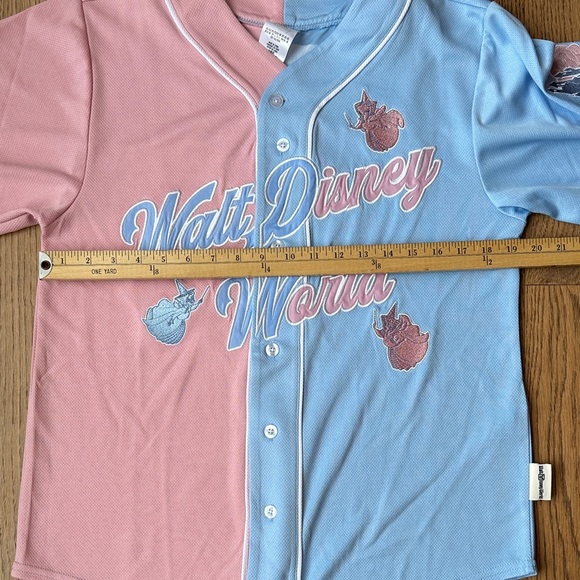 Walt Disney World Aurora Baseball Jersey Pink Blue White Size XS - Picture 11 of 12